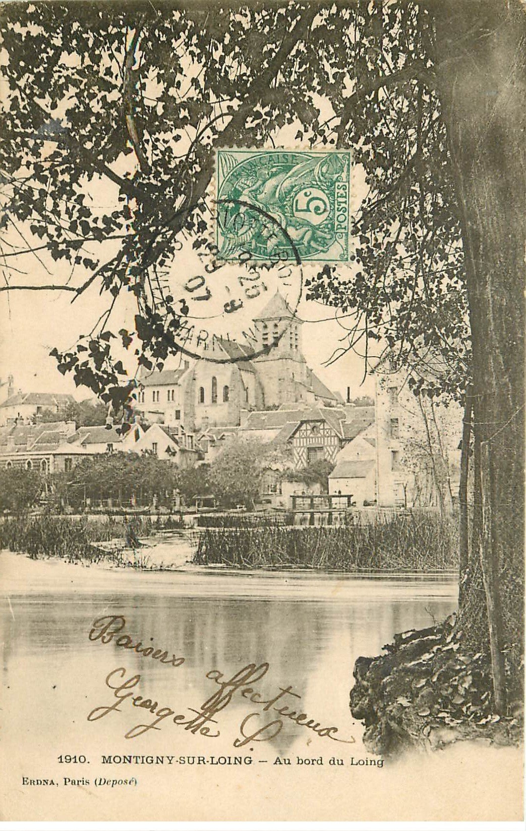 carte postale ancienne 77 MONTIGNY-SUR-LOING 1907