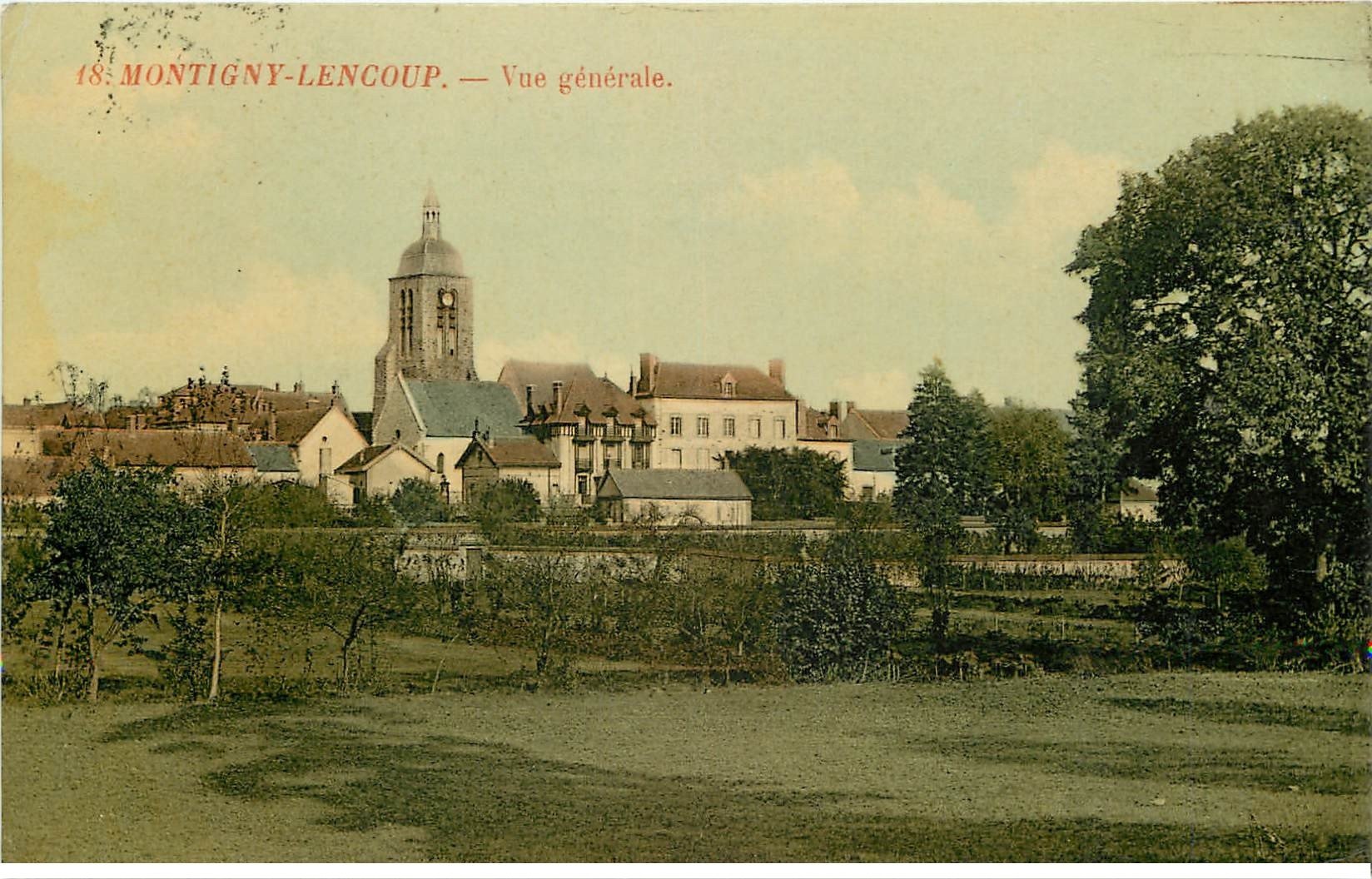 carte postale ancienne 77 MONTIGNY-LENCOUP. Vue générale 1914