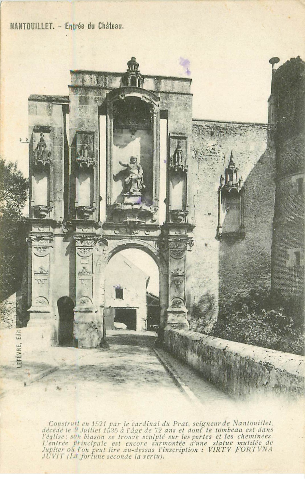 carte postale ancienne 77 NANTOUILLET. Entrée du Château 1910
