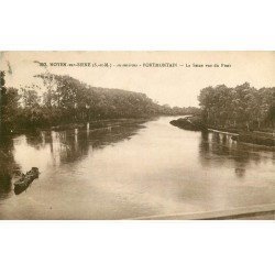 carte postale ancienne 77 NOYEN-SUR-SEINE. Pêcheur sur la Seine 1934. PORTMONTAIN
