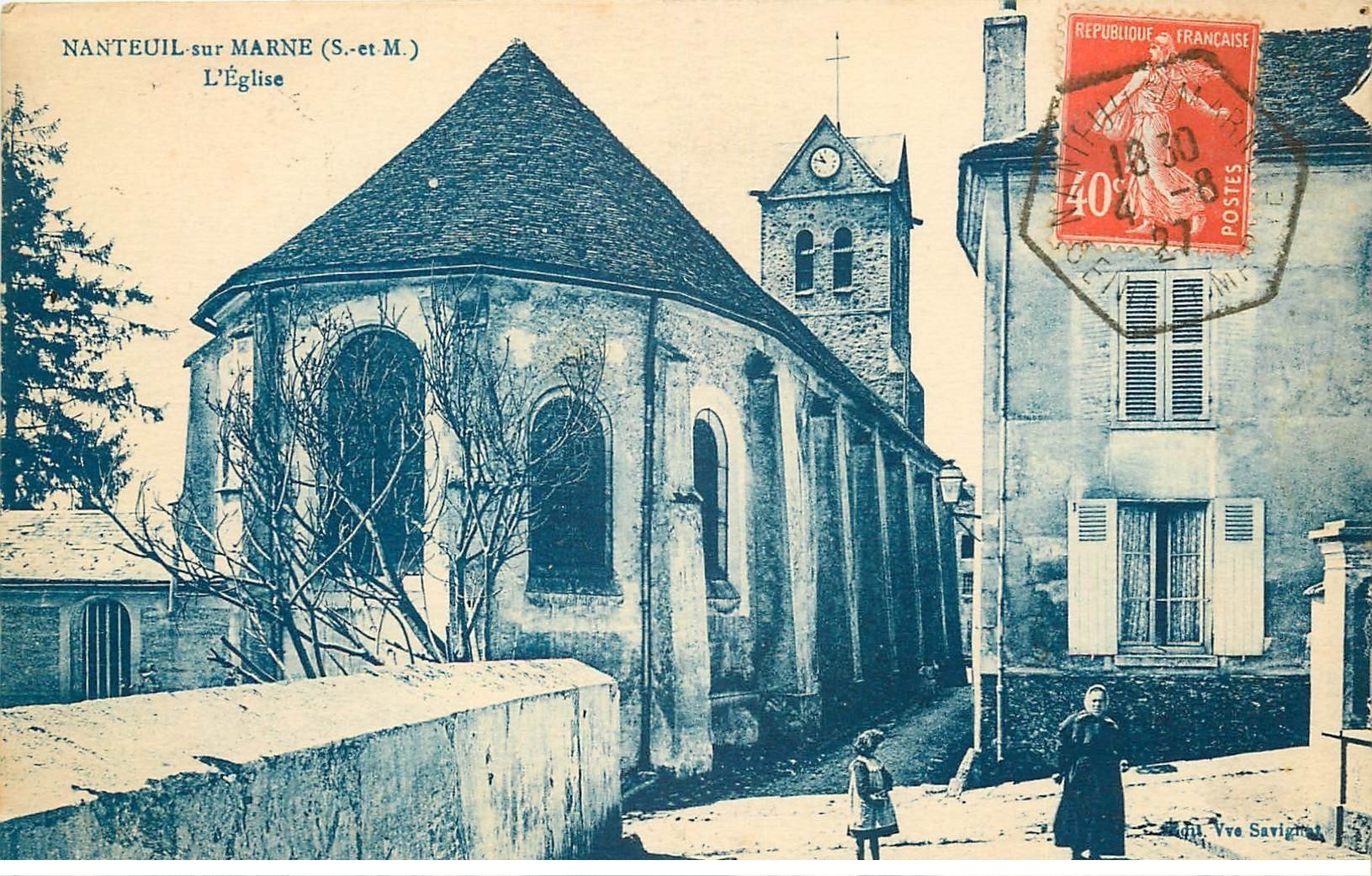 carte postale ancienne 77 NANTEUIL-SUR-MARNE. L'Eglise 1927