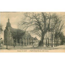 carte postale ancienne 77 NANGIS. Eglise Saint-Martin. Tampon Boulangerie de Campagne Militaire 1915