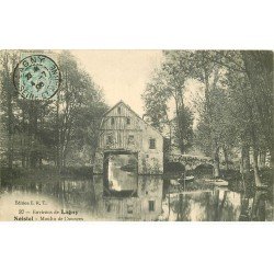 carte postale ancienne 77 NOISIEL. Moulin de Douvres 1906 avec Pêcheur en barque