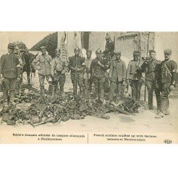 carte postale ancienne 77 NEUFMONTIERS. Soldats Français avec casques allemands Guerre 1914-18