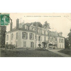carte postale ancienne 77 OZOIR OZOUER-LA-FERRIERE. Château de la Chauvennerie 1908 femme assise tricotant