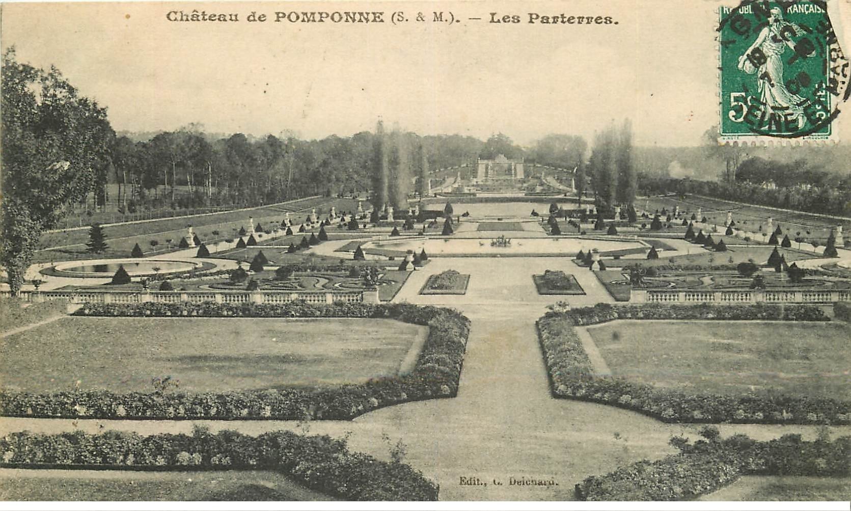 carte postale ancienne 77 POMPONNE. Les Parterres du Château 1908
