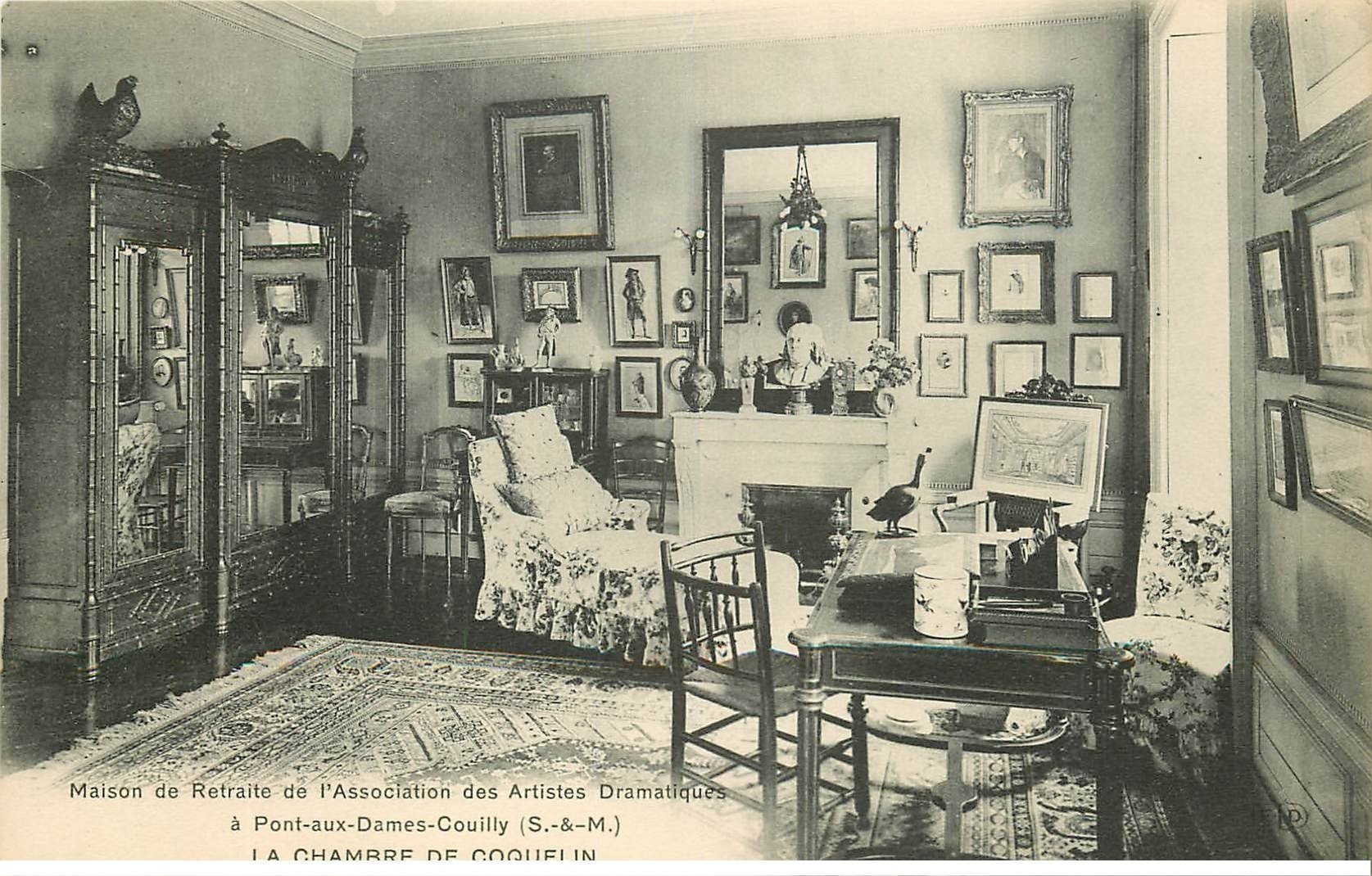 carte postale ancienne 77 PONT-AUX-DAMES. Maison Retraite Artistes Chambre de Coquelin