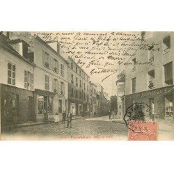 carte postale ancienne 77 COULOMMIERS. Rue de Paris 1905 Auberge et Graineterie
