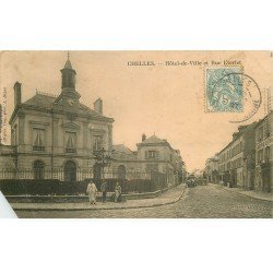 carte postale ancienne 77 CHELLES. Hôtel de Ville rue Eterlet 1907. Pli coin gauche biseauté
