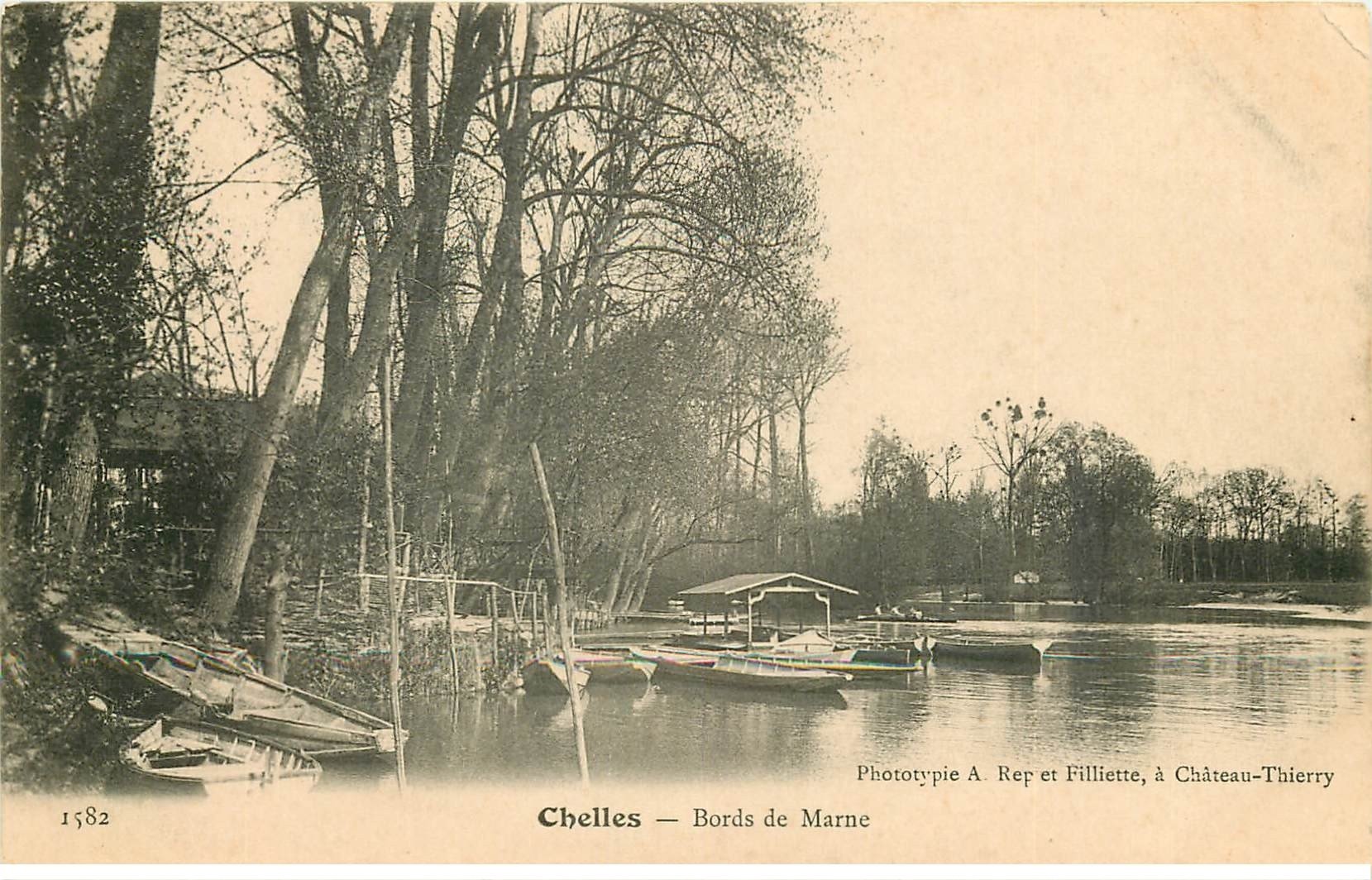 carte postale ancienne 77 CHELLES. Bords de Marne vers 1900