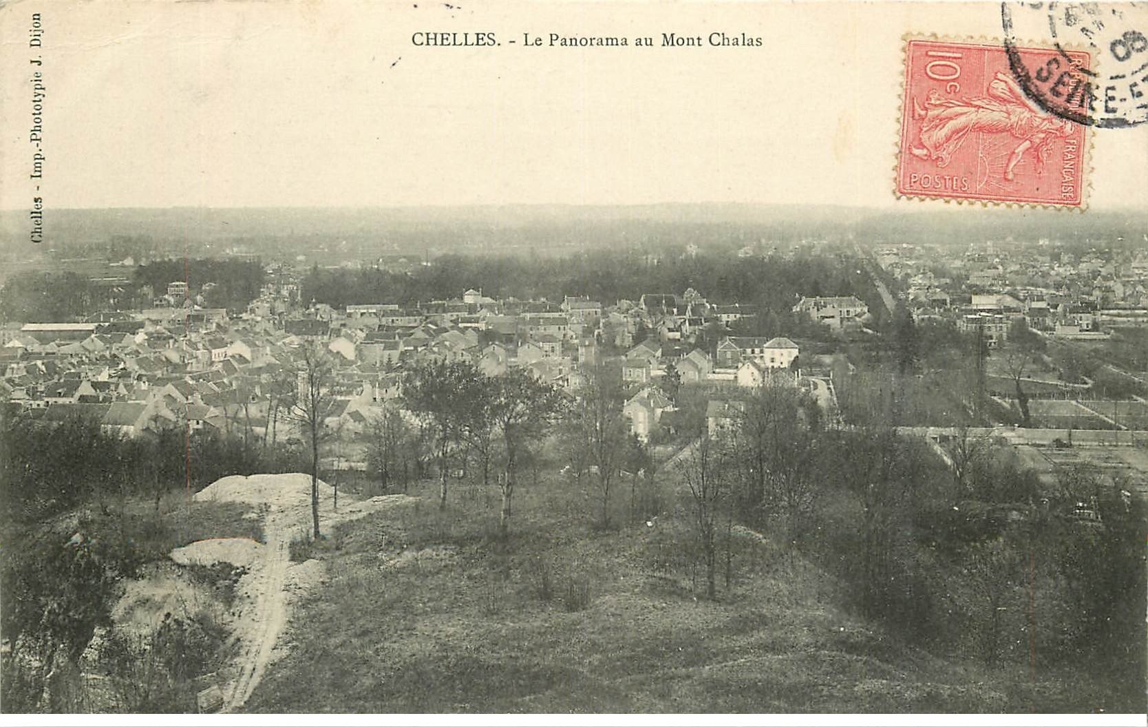carte postale ancienne 77 CHELLES. Panorama Mont Chalas 1906