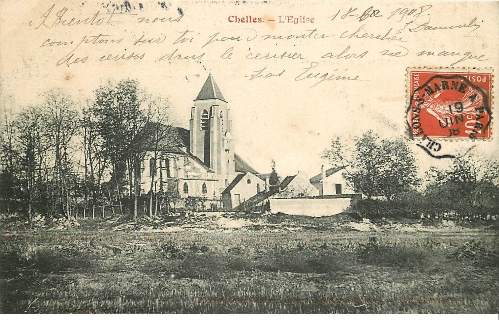 carte postale ancienne 77 CHELLES. L'Eglise 1908