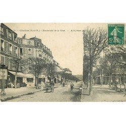 carte postale ancienne 77 CHELLES. Boulevard de la Gare 1910