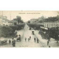 carte postale ancienne 77 CHELLES. Boulevard de la Gare Restaurant et Brasserie