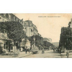carte postale ancienne 77 CHELLES. Boulevard de la Gare 1927 Confiserie Chien qui Saute
