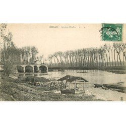 carte postale ancienne 77 CHELLES. Lavandière près Anciens Moulins vers 1905