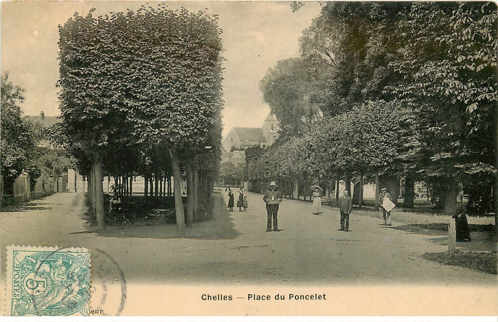 carte postale ancienne 77 CHELLES. Place du Poncelet vers 1906