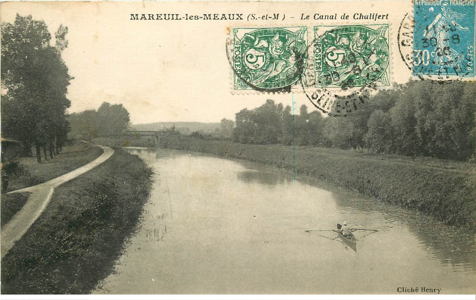 carte postale ancienne 77 MAREUIL-LES-MEAUX. Canal de Chalifert 1926