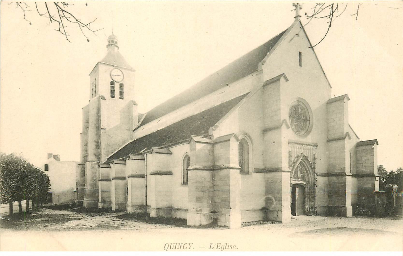 carte postale ancienne 77 QUINCY. L'Eglise vers 1900