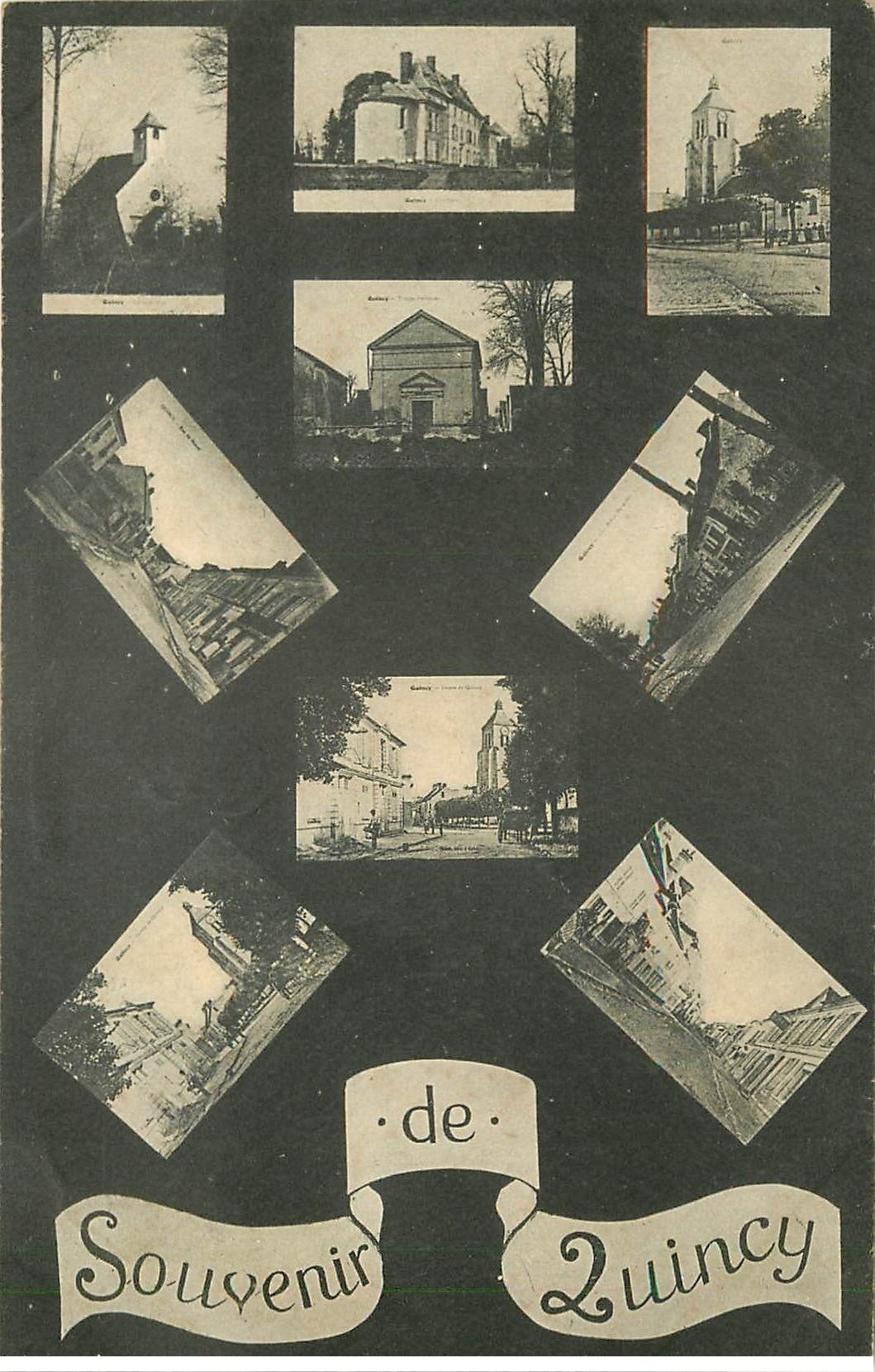 carte postale ancienne 77 QUINCY. Multivues Souvenir 1908