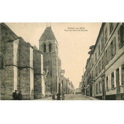 carte postale ancienne 77 ROZAY ROZOY-EN-BRIE. Eglise Rue de Paris