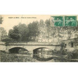 carte postale ancienne 77 ROZAY ROZOY-EN-BRIE. Pont et Rivière d'Yères 1914 petite animation