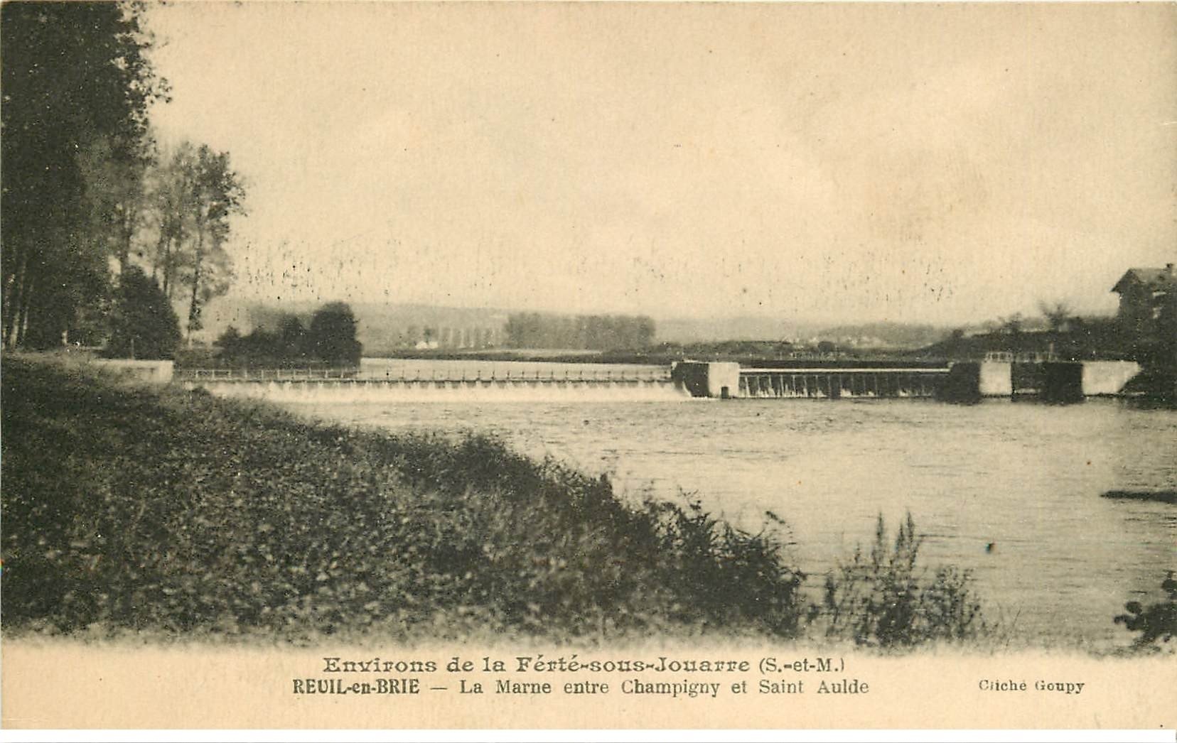 carte postale ancienne 77 REUIL-EN-BRIE. La Marne entre Champigny et Saint-Aulde
