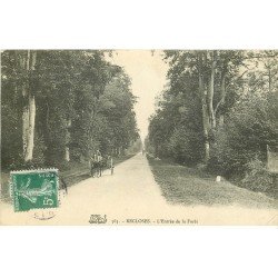 carte postale ancienne 77 RECLOSES. Attelage Entrée de la Forêt. Timbres Taxe 5 centimes 1908