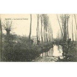 carte postale ancienne 77 SAINTS. Les Bords de l'Aubetin 1916