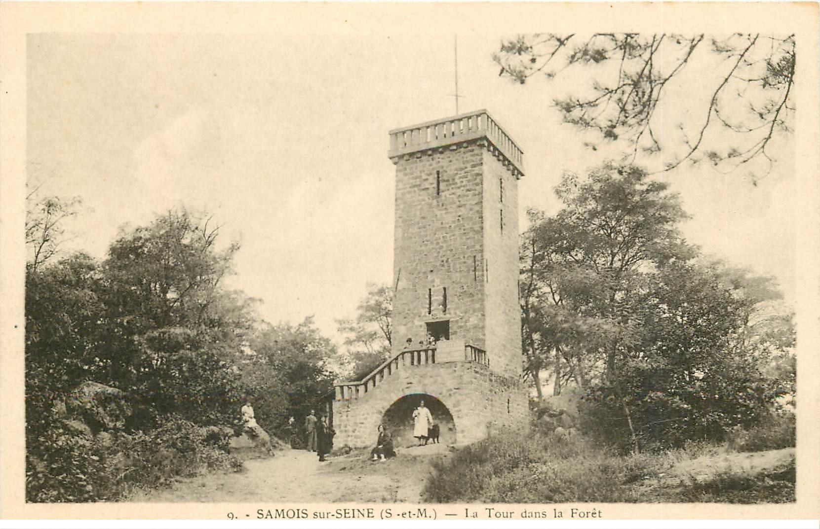 carte postale ancienne 77 SAMOIS-SUR-SEINE. Tour dans la Forêt animation