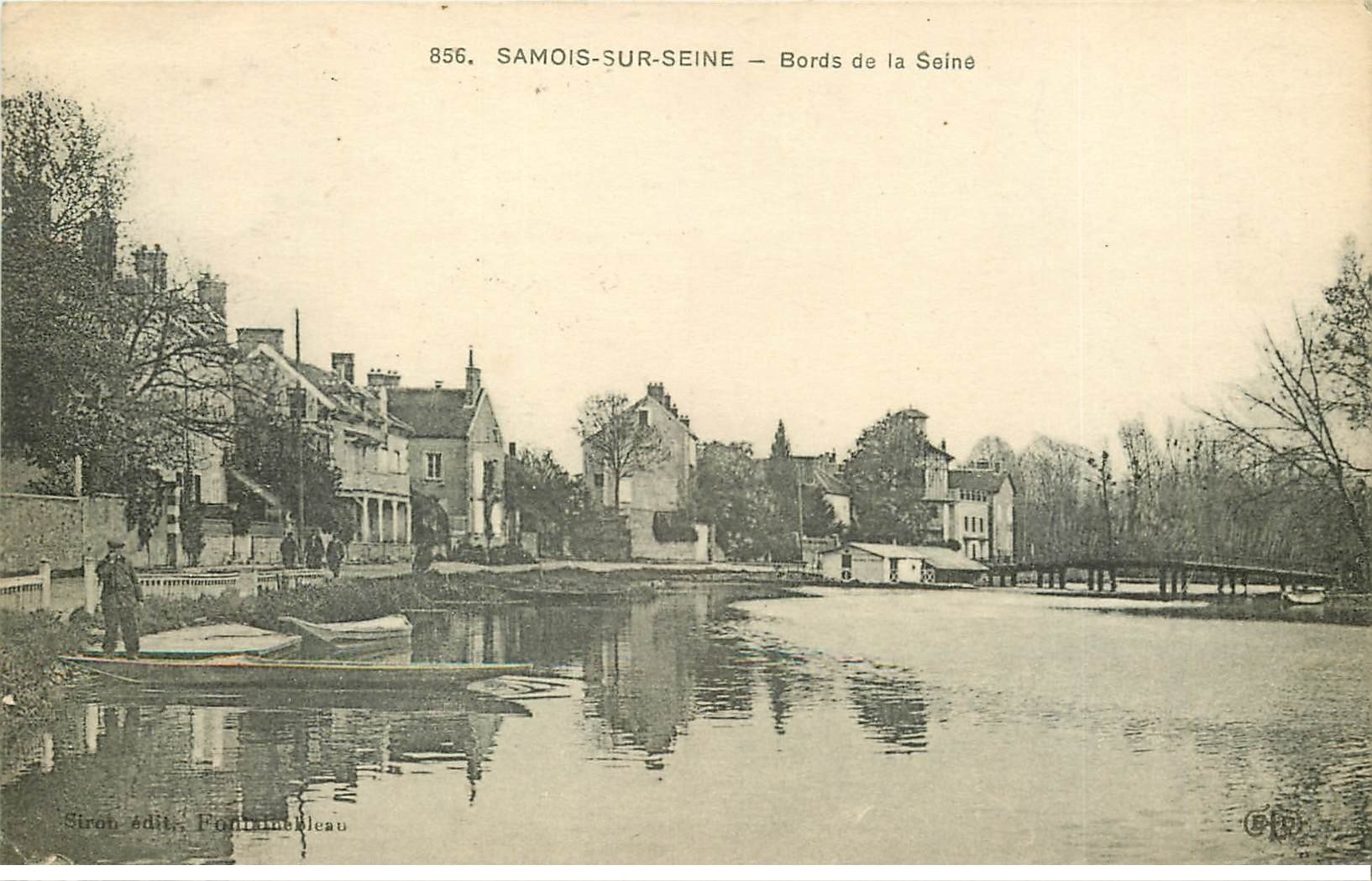 carte postale ancienne 77 SAMOIS-SUR-SEINE. Bords de Seine 1922