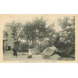 carte postale ancienne 77 SAMOIS-SUR-SEINE. Tour et Rochers animation 1935