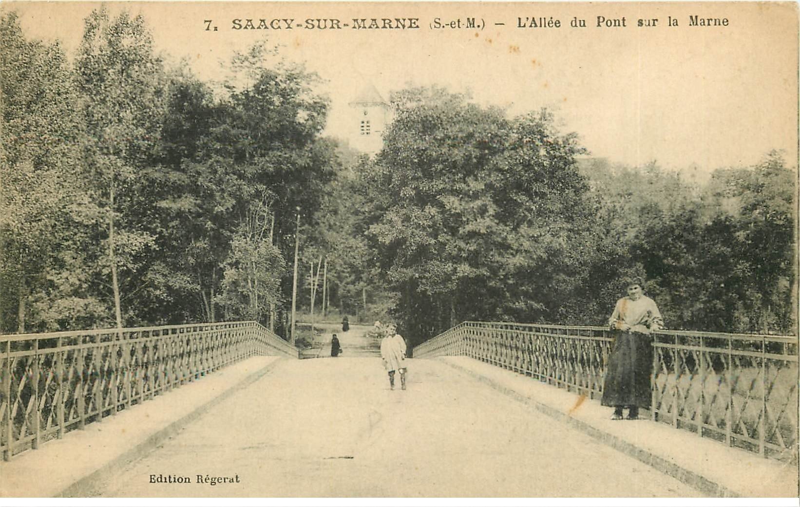 carte postale ancienne 77 SAACY-SUR-MARNE. L'Allée du Pont 1917