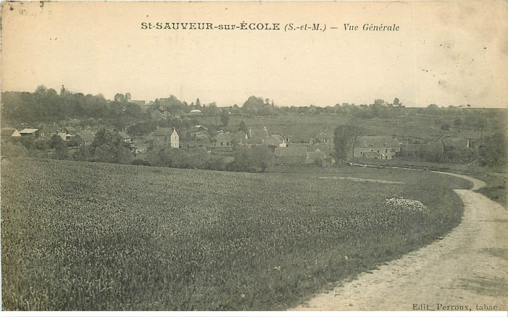 carte postale ancienne 77 SAINT-SAUVEUR-SUR-ECOLE. Le Village 1923