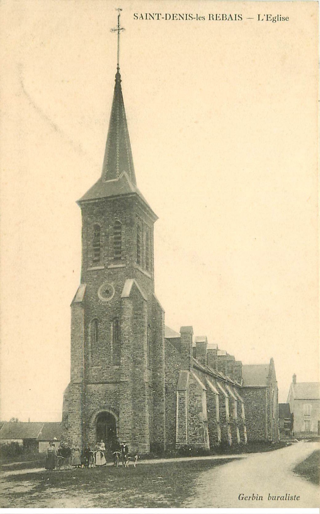 carte postale ancienne 77 SAINT-DENIS-LES-REBAIS. L'Eglise animation