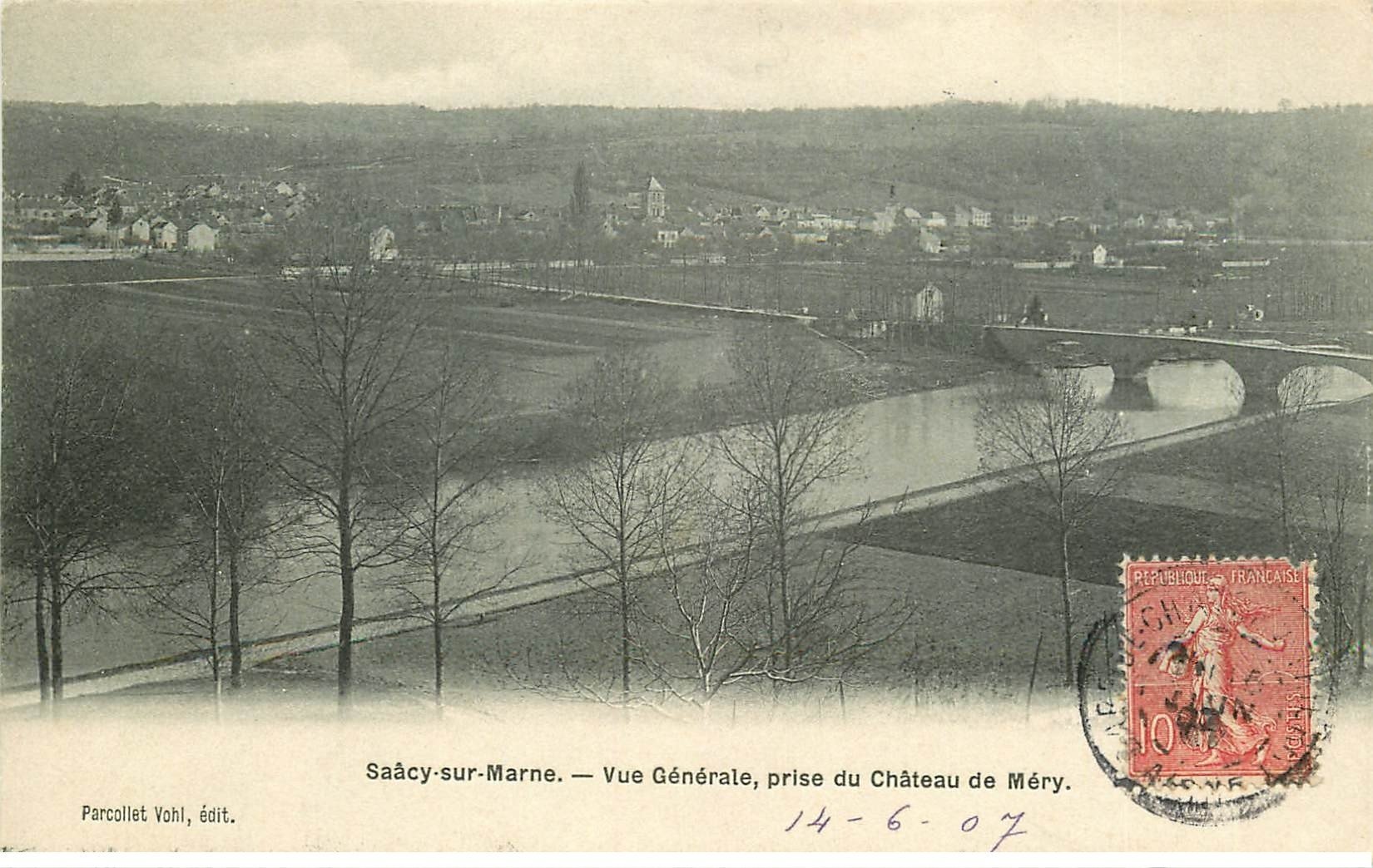 carte postale ancienne 77 SAACY-SUR-MARNE. Vue prise du Château 1907