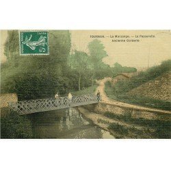 77 TOURNAN EN BRIE. La Marsange et Passerelle. Ancienne Corderie 1909. Superbe carte toilée