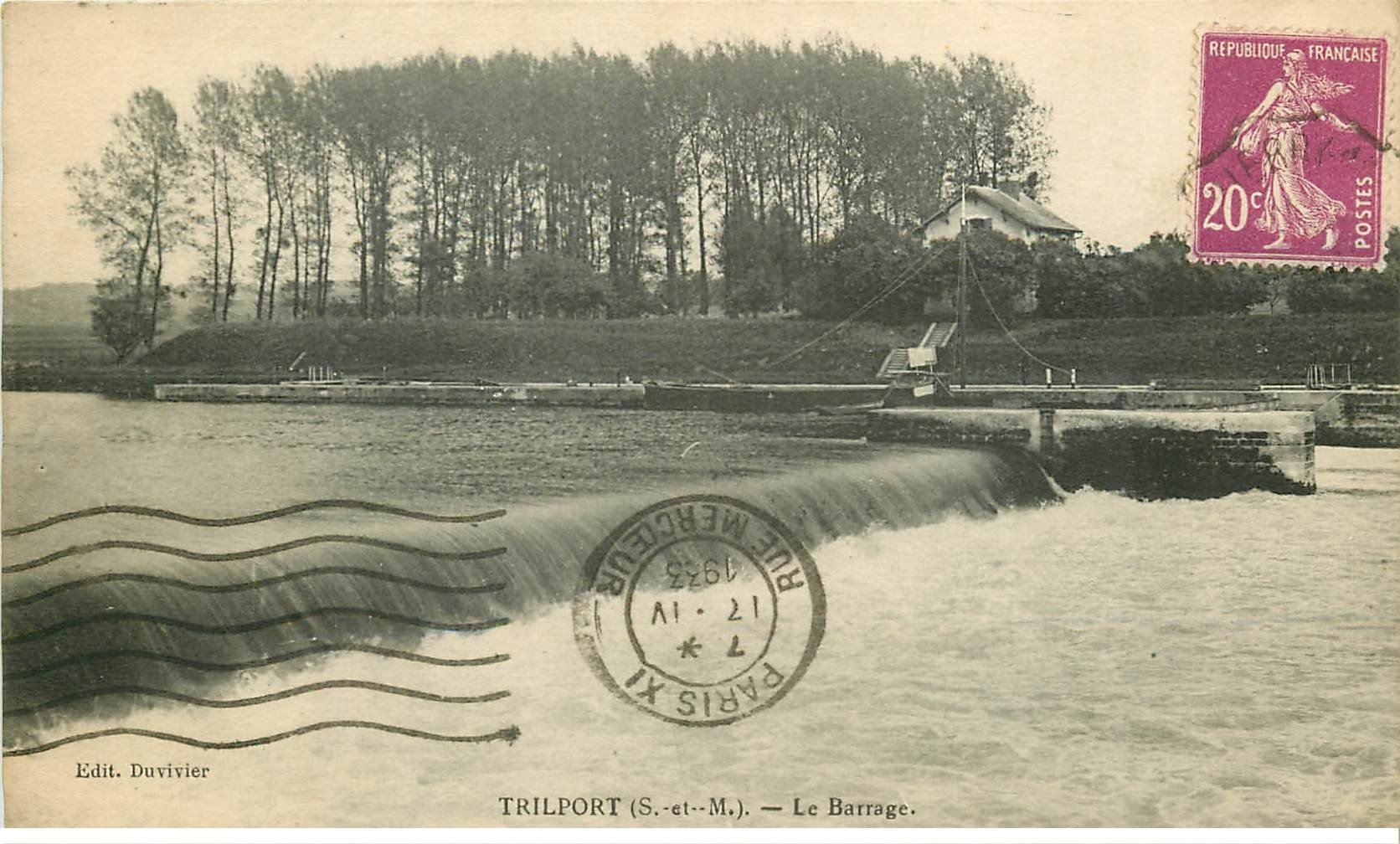 carte postale ancienne 77 TRILPORT. Le Barrage 1933