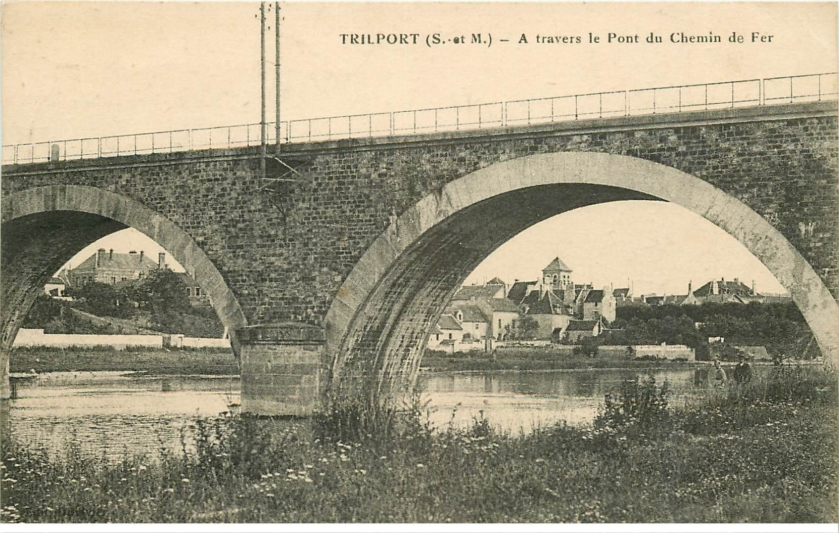 carte postale ancienne 77 TRILPORT. Pont du Chemin de Fer 1923