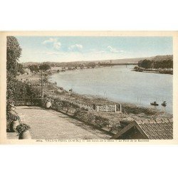 carte postale ancienne 77 VAUX-LE-PENIL. Pont de la Rochette et Pêcheurs en barque