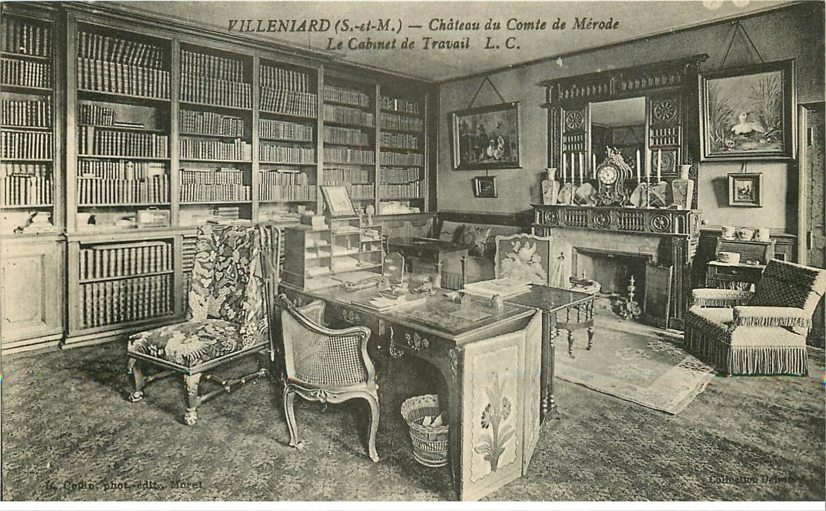 carte postale ancienne 77 VILLENIARD. Cabinet Travail Château Comte Mérode