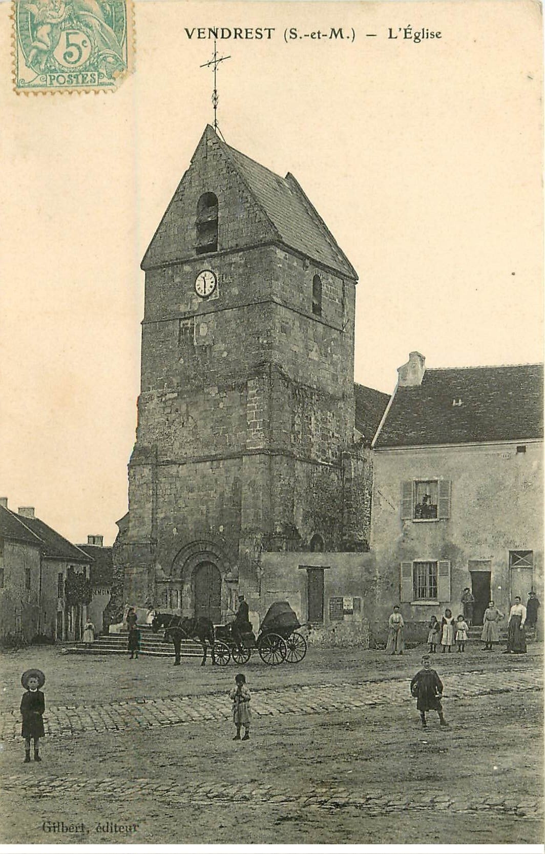 carte postale ancienne 77 VENDREST. L'Eglise 1906