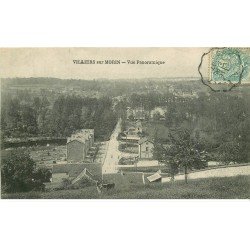 carte postale ancienne 77 VILLIERS-SUR-MORIN. Vue panoramique 1907 avec Fermière et Vache