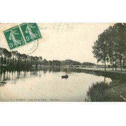 carte postale ancienne 77 VAIRES. Vue sur le Pont 1911 canotage