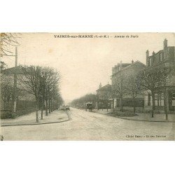 carte postale ancienne 77 VAIRES-SUR-MARNE. Avenue de Paris 1929 Café