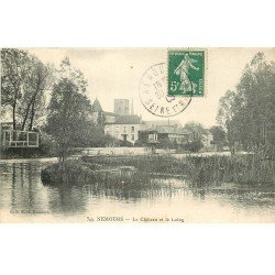 carte postale ancienne 77 NEMOURS. Le Château et le Loing 1909
