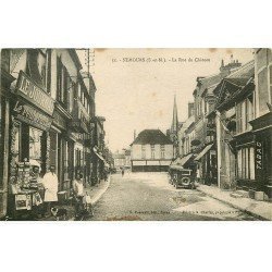carte postale ancienne 77 NEMOURS. Rue du Château Magasin de cartes postales. Calendrier 1935 au verso