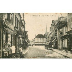 carte postale ancienne 77 NEMOURS. Rue du Château Magasin de cartes postales. Calendrier 1935 au verso