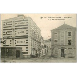 carte postale ancienne 03 NERIS-LES-BAINS. Hôtel Berger Place César et Rue Saint-Joseph 1917