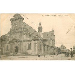 carte postale ancienne 77 FONTAINEBLEAU. L'Eglise et Marché 1902